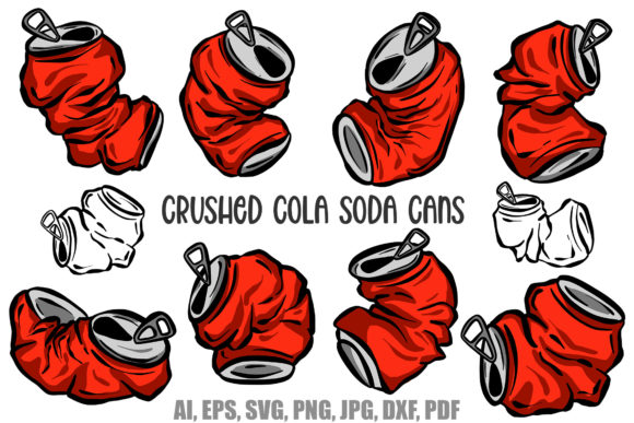 Cola Coke Soda Crushed Can Cartoon Logo: A Dynamic Design Asset