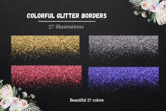 Colorful Glitter Borders Clipart for Dynamic Design Projects