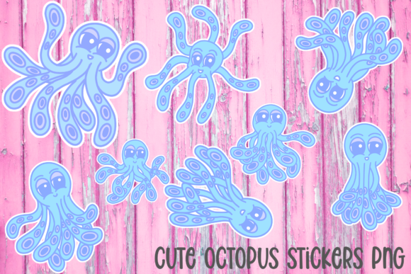 Cute Cartoon Octopus Character Stickers for Creative Projects
