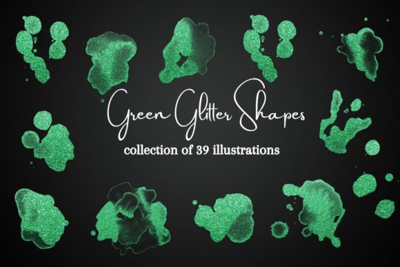 Elevate Designs with Green Glitter Shapes Clipart