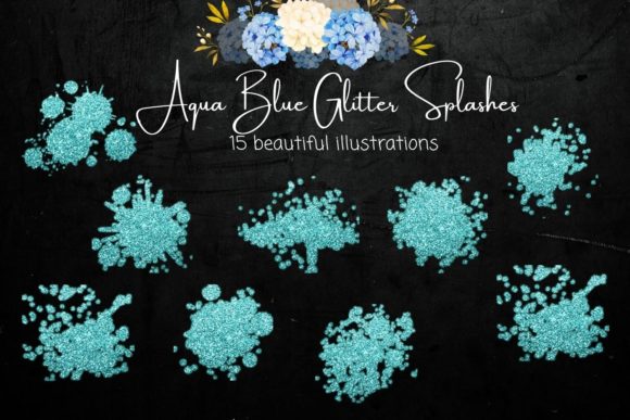 Elevate Your Designs with the Blue Aqua Glitter Shapes Collection