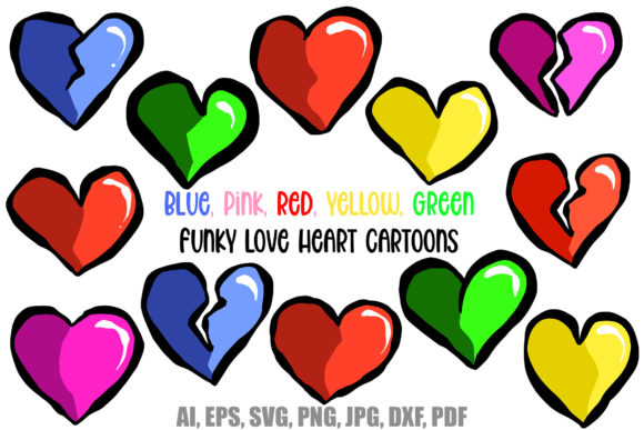 Funky Cartoon Love Hearts Valentines SVG: Creative Assets for Modern Design